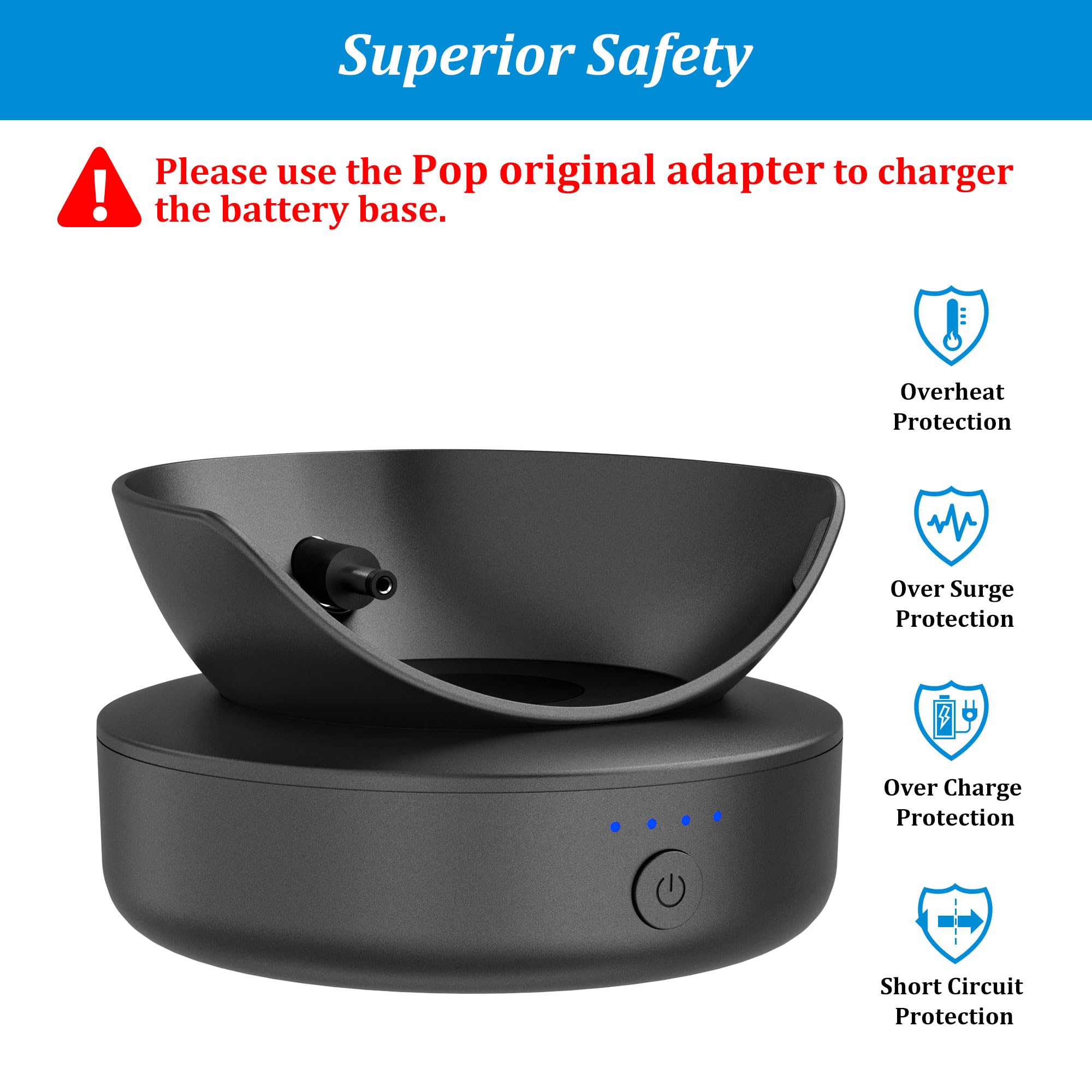 PlusAcc Batteria per POP – Batteria portatile, per soggiorno, cucina, camera da letto, esterno (senza altoparlante) (nero)