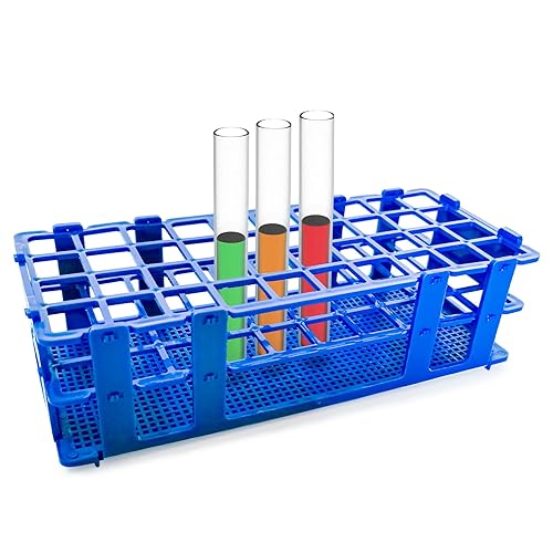 Miniatura 7 de Paquete de 3 estantes de plástico para tubos de ensayo, 40 agujeros, soporte para tubos de ensayo de laboratorio de 0.78 pulgadas, azul, desmontable