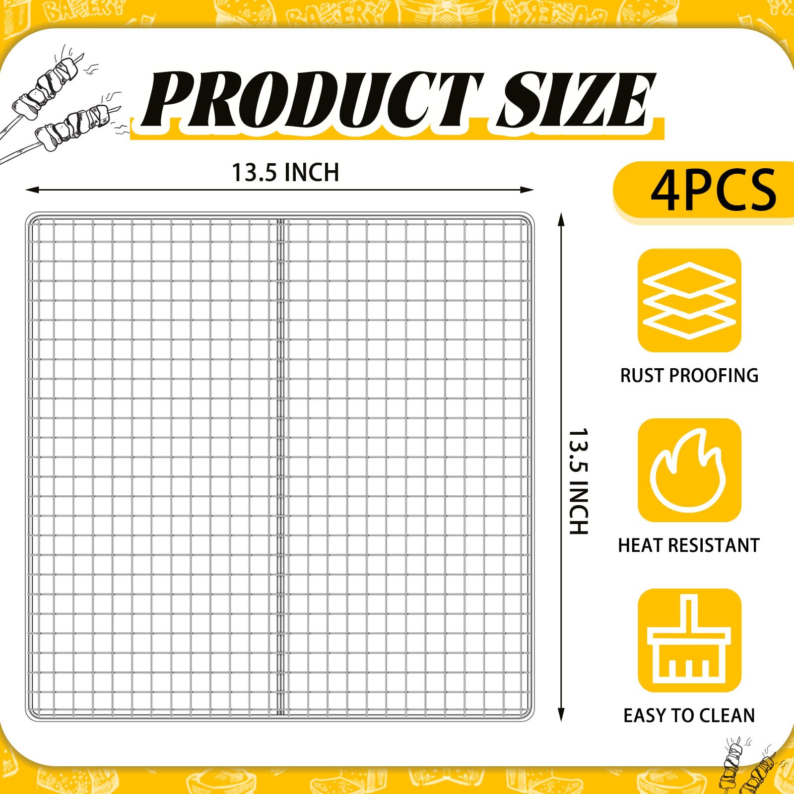 4 piezas de 13.5 x 13.5 pulgadas pantalla de freidora de acero inoxidable accesorios para freidora rejilla de freidora 3