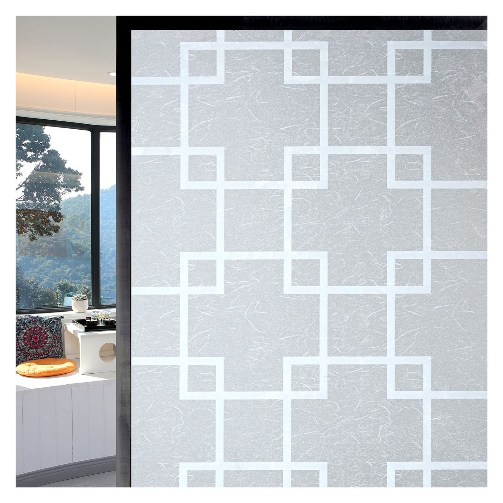 Fensterfolie, mattiert, dekorative Fensterfolie, blickdicht, selbstklebend, Glas, Vinylfolie, Zuhause, A, 90 x 300 cm