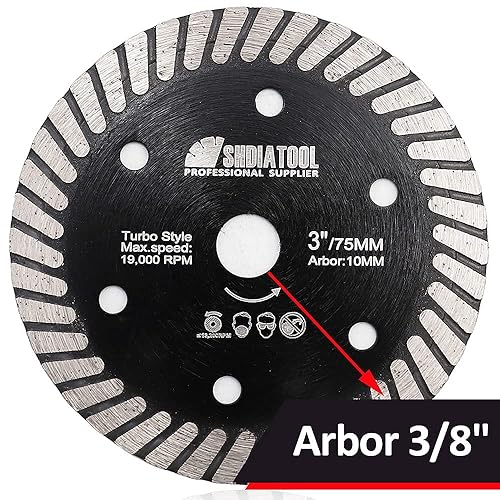 Miniatura 2 de SHDIATOOL Hoja de sierra de diamante, 2 piezas de 3 pulgadas2.953in x eje de 38 pulgadas0.394in para granito, hormigón duro, hormigón reforzado,