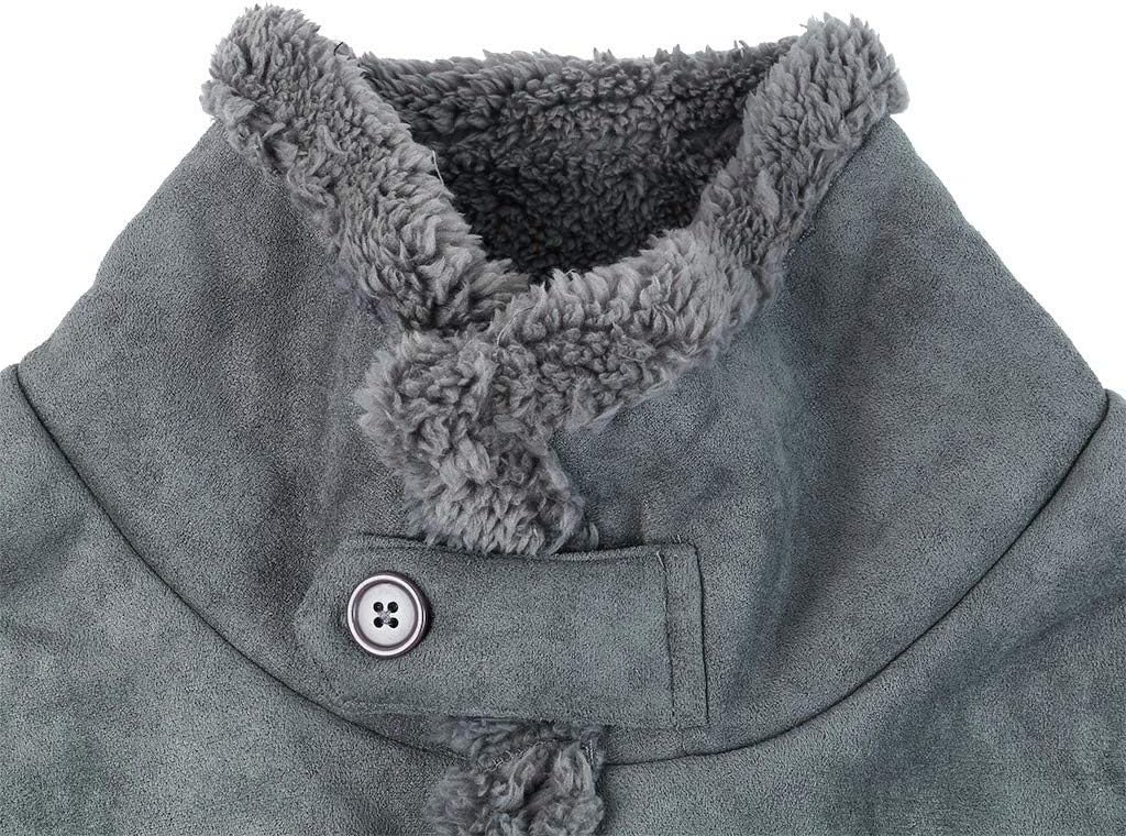 Ymosrh Mens Leather Jacket Winter Sheepskin Jacket Warm Wool Lined Mountain Faux Lamb Jackets Coat Flannel Jacket