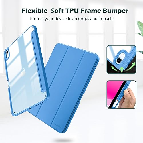 Vista 143 de ProCase Funda para iPad (A16) de 11ª generación de 11 pulgadas 2025/10ª generación de 10.9 pulgadas 2022 con soporte para lápices, funda híbrida Azul