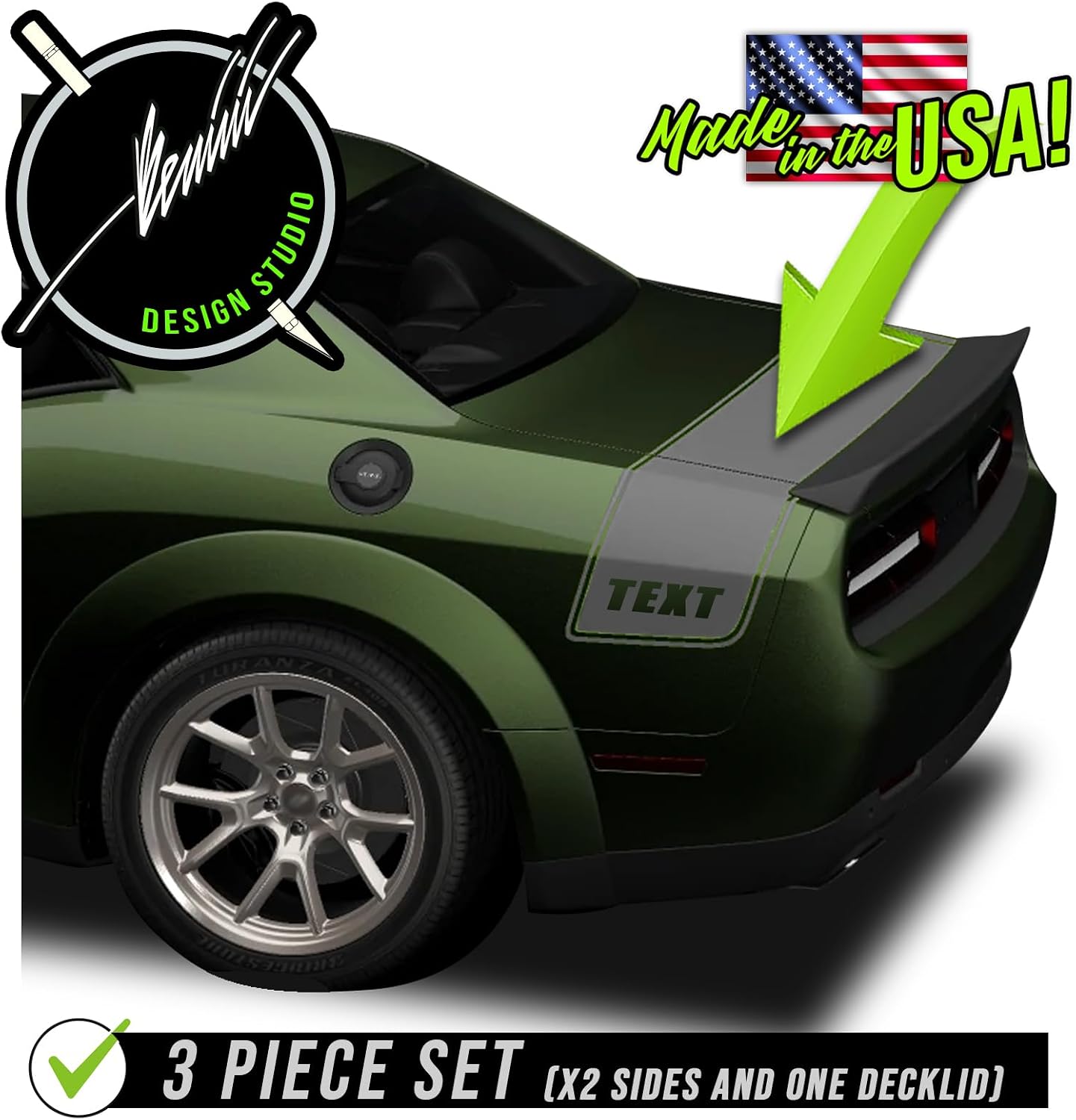Bumble Bee Belt Stripe Compatible with Dodge Challenger Scat Pack Swinger Stripe Kit 2009-2024 (Matte Black)