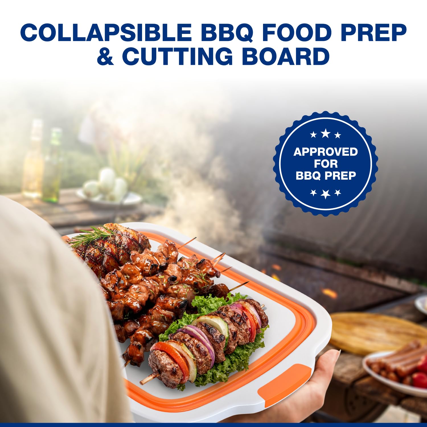 2er Pack XL Faltbarer BBQ Prep Tub mit integriertem Schneidebrett, Deckel & Sieb - Marinieren, Abtropfen & Vorbereiten - Großer lebensmittelechter Behälter - Perfekt zum Grillen, Räuchern & Kochen im