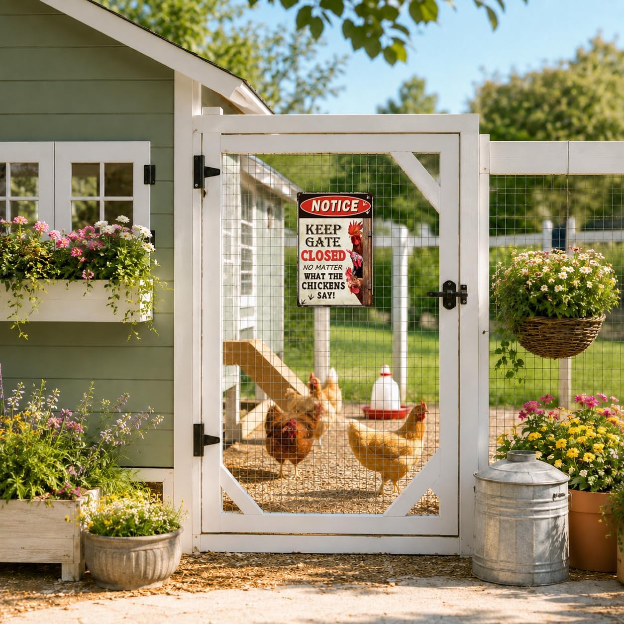 Funny Chicken Gifts, Chicken Coop Sign Wall Decor, Keep Gate Closed (261) image 2