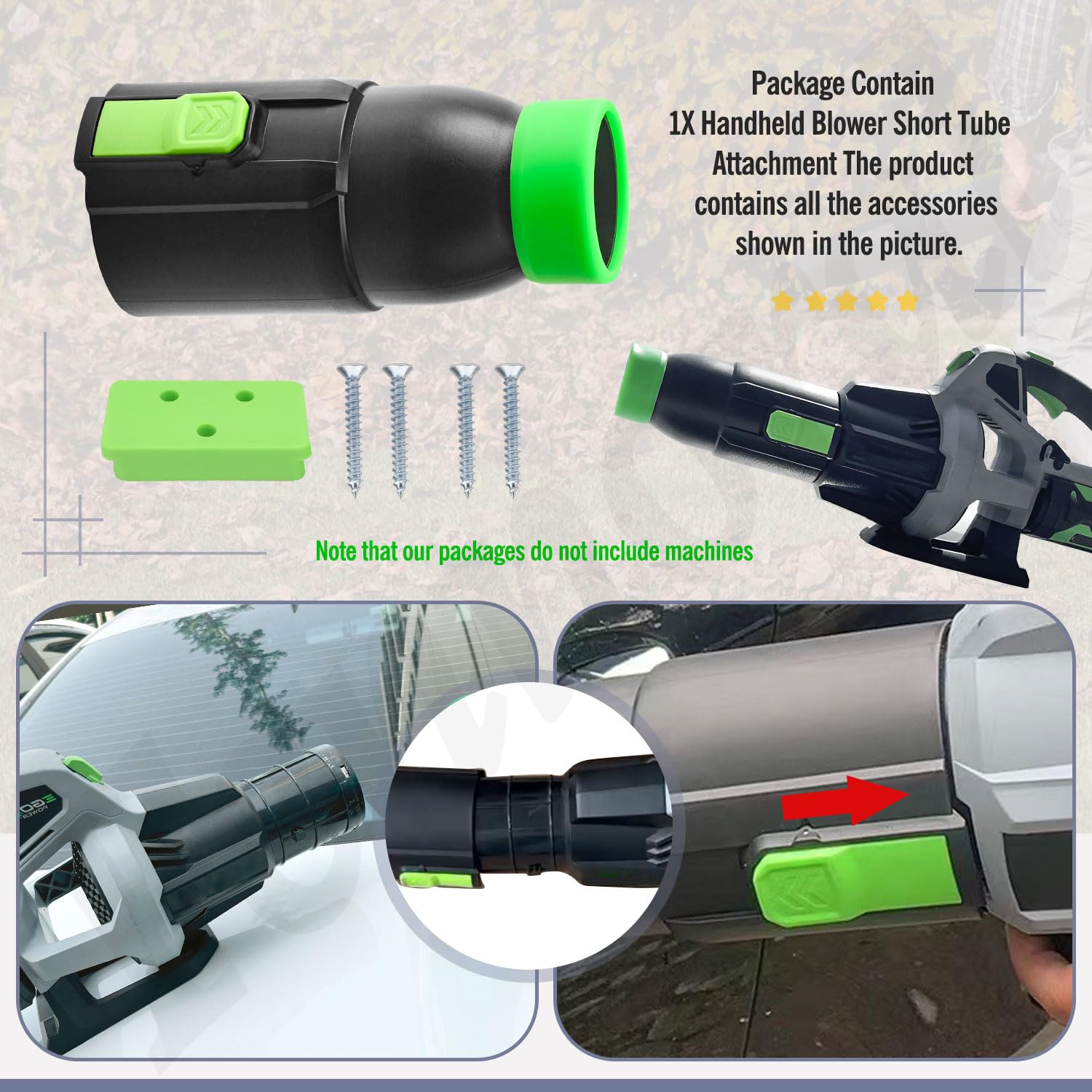 AST2000 - Accesorio de Tubo Corto para soplador de Mano Ego LB5300/LB5750/LB5800/LB6500/LB6510/LB6700/LB7650, Compatible con Boquilla cónica AN7650R y Boquilla de extensión AN7650S, 7.5 Pulgadas de