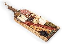 Vista 5 de PICNIC TIME Monogram - W - Tabla de embutidos de acacia personalizada de 24 pulgadas con borde de madera cruda, tabla de queso, plato para servir