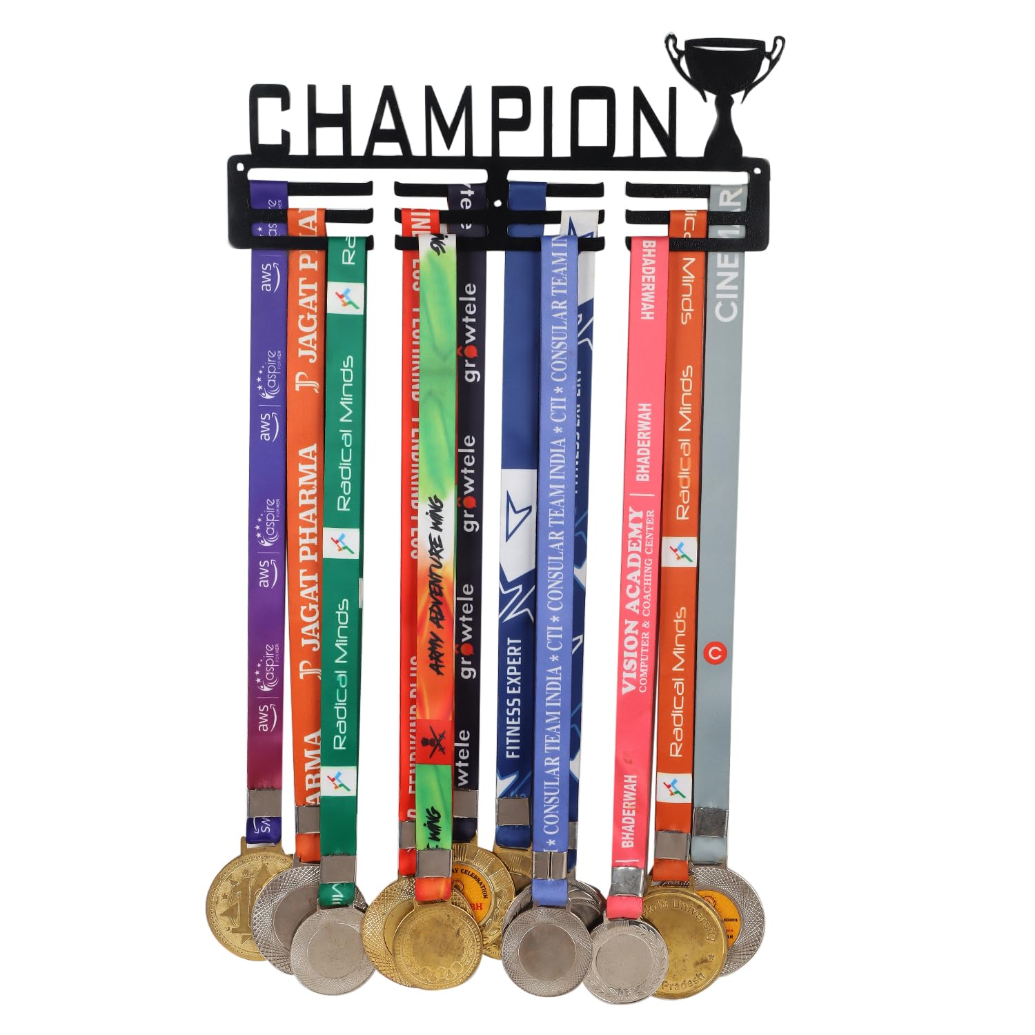 Medal Holder Display Hanger Rack Medals Hanger for Wall Mount Frame | Champion | Sports Medal Wall Display, Holds Up to 24-30 Medal Wall Hangers (Matt Black)