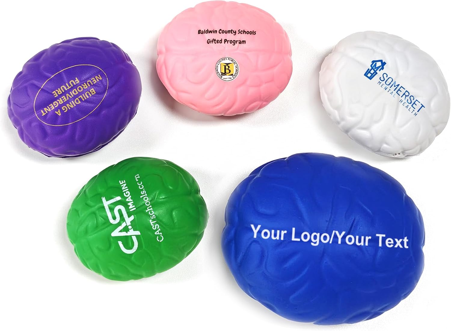 500 Pcs Custom Logo Stress Relief Ball Bulk – PU Foam Hand Therapy Tool for Office Use, Corporate Promotional Item for Trade Shows, Medical Events & Branding, 2.76in(500)