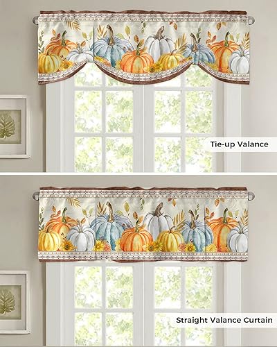 Miniatura 5 de Cortinas con cenefa de otoño para sala de estar, cenefas de calabaza para ventanas de cocina, cenefa de ventana con bolsillo para barra de Acción de