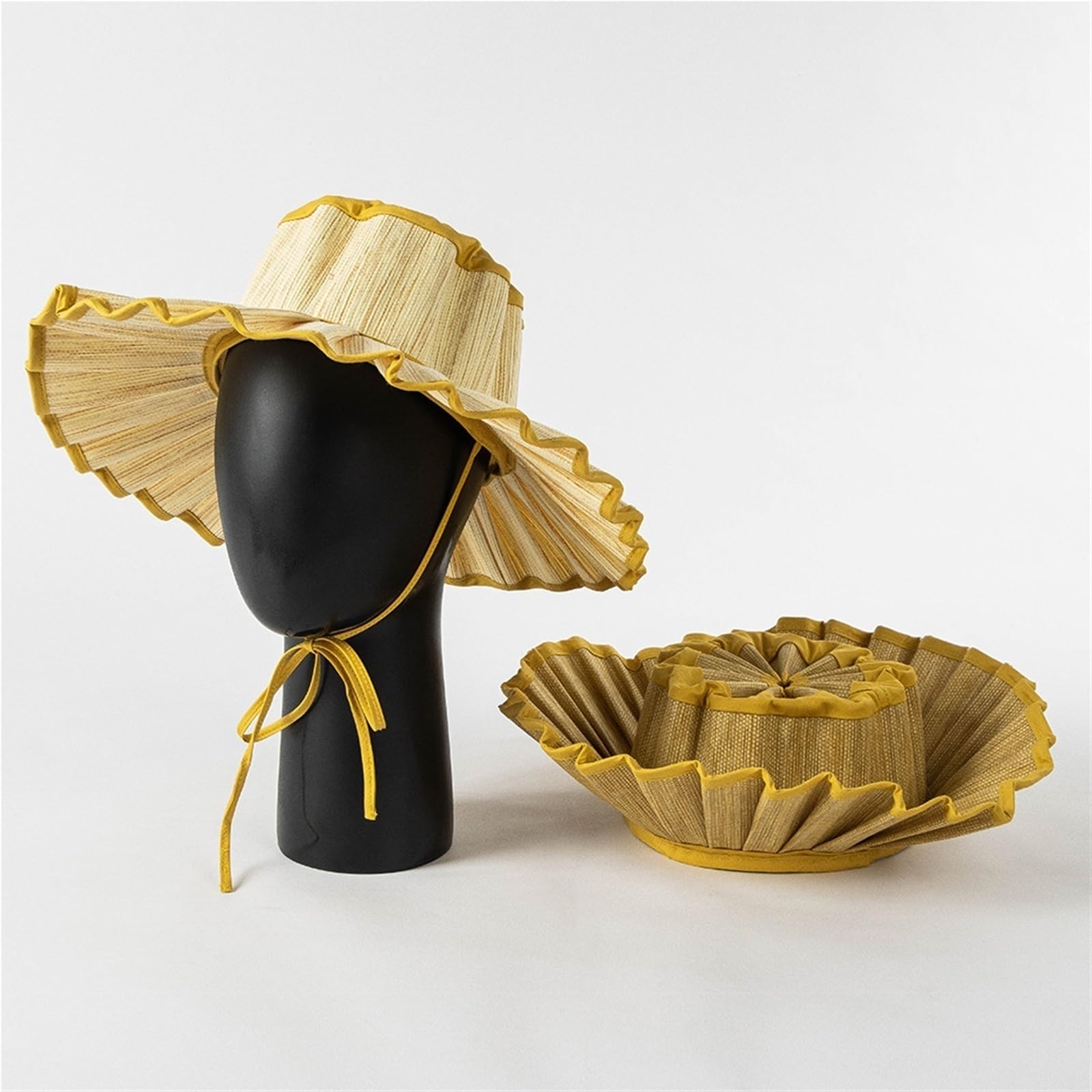 Sombrero de paja de ala ancha para mujer, sombrero de playa plegable plisado para verano, al aire libre, boda, impermeable y protección solar UPF 50+
