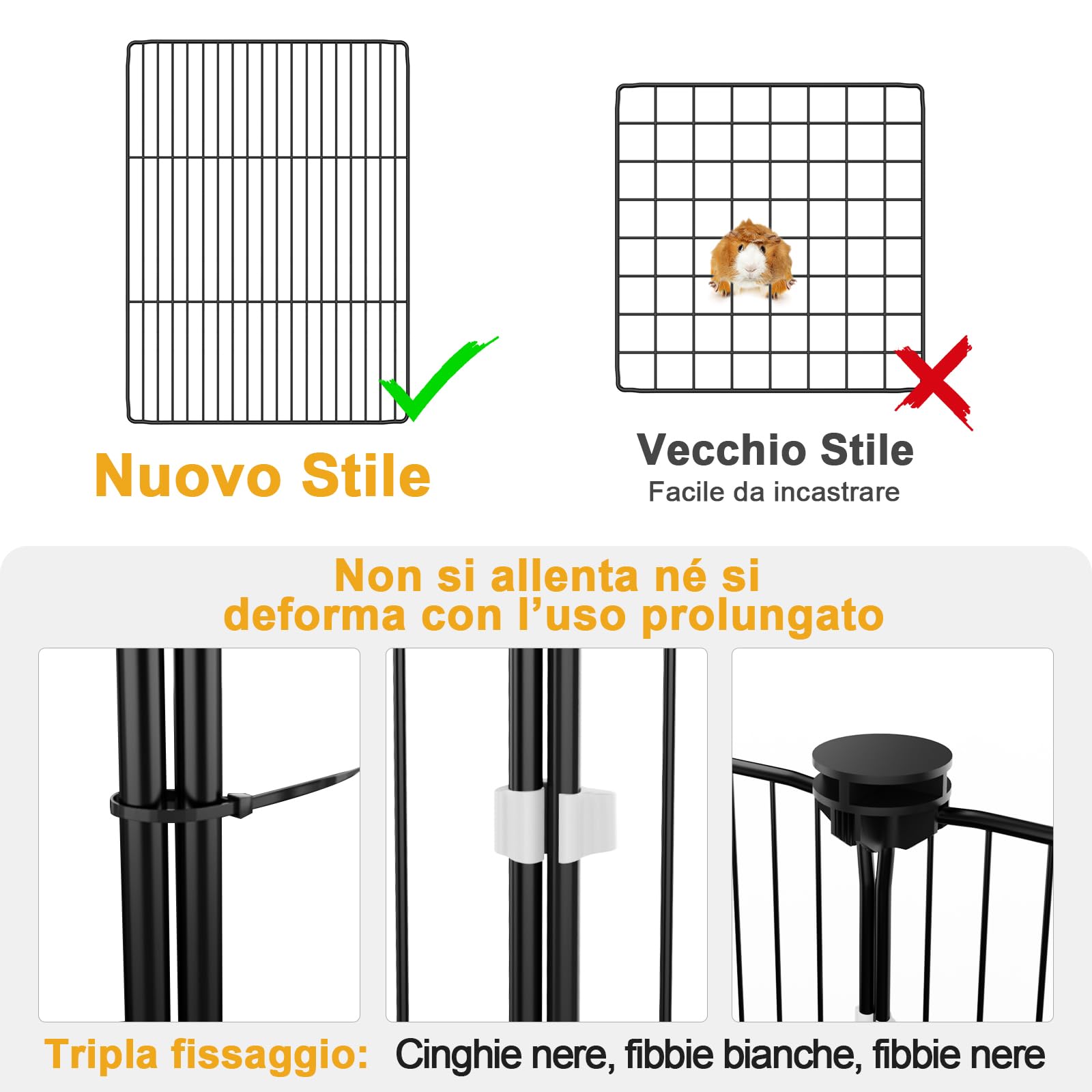 Gabbia per Conigli Aystkniet, 122 cm x 60 cm x 40 cm Recinto per Porcellini D’India con Copertura Superiore e Fondo Impermeabile, Spazio per Piccoli Animali Come Criceti, Tartarughe, Ricci