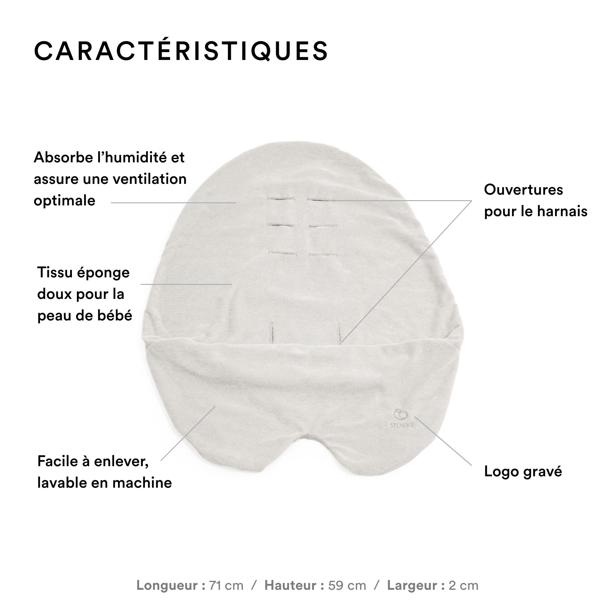 Housse d’été Stokke Xplory X, Gris clair - Absorbe l’humidité et assure la ventilation - Fabriqué en tissu éponge doux - Facile à enlever, lavable en machine - Compatible avec la Poussette Xplory X