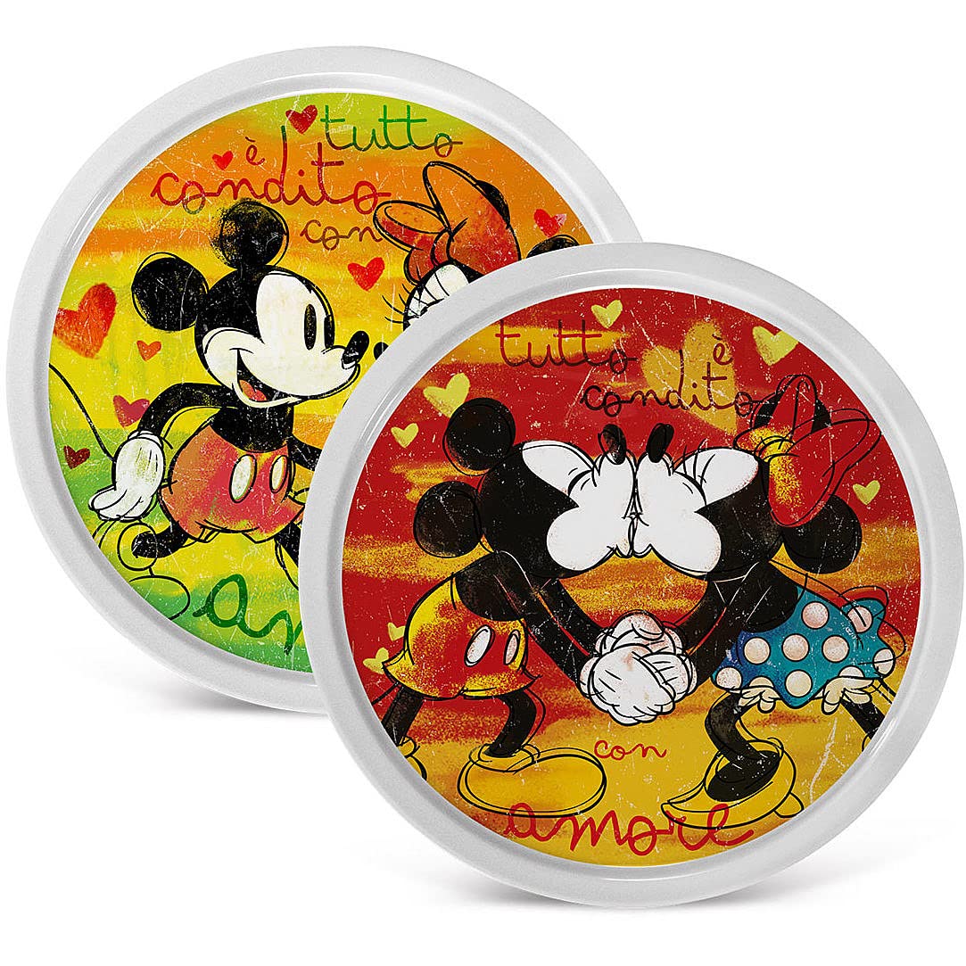 EGAN, Set 2 Pizzateller grün und rot Mickey Love Sweet Love D.30