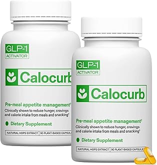Calocurb Calorie Control Supplement, Natural GLP-1 Activator, 180 Count (2 Month Average Supply), Plant Based Dietary Supplement, Patented Formula, Helps Manage Hunger, Snacking, Overeating & Cravings