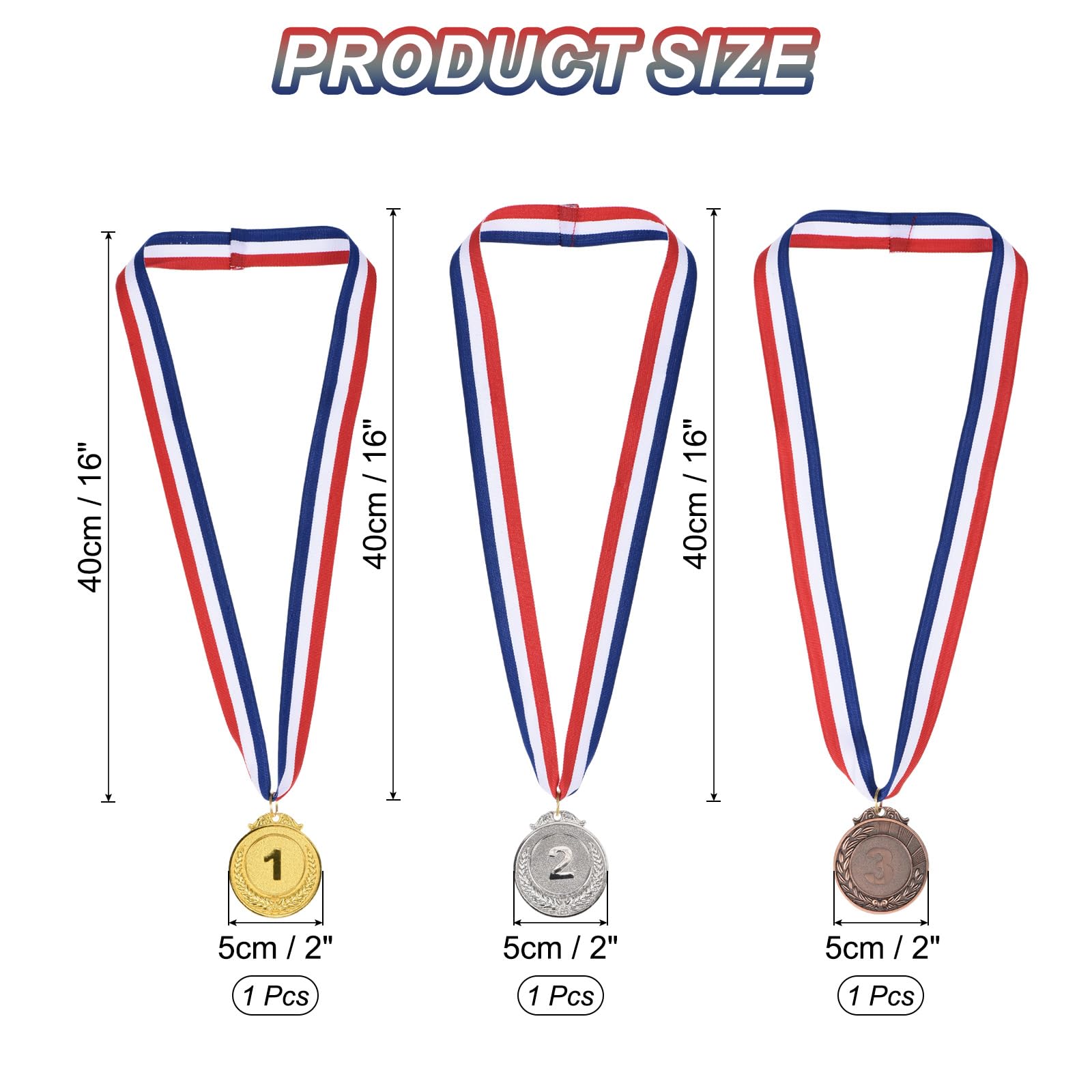 PATIKIL Gold Silver Bronze Award Medals 2 Inch - Image 2