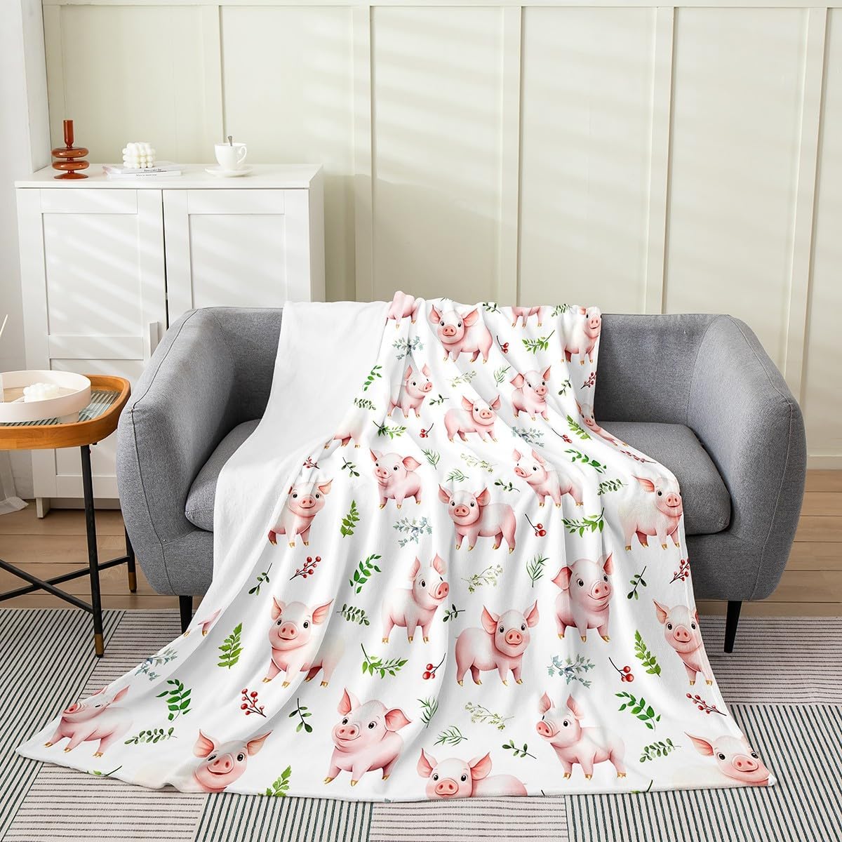 Rustic Animals Flannel Blanket Queen 90"x90",Jungle Rabbits Squirrel Bed Sofa Blankets for Kids Boys,Watercolor Trippy Mushroom Fuzzy Blanket,Nature Leaves Botanical Plants Breathable Blanket