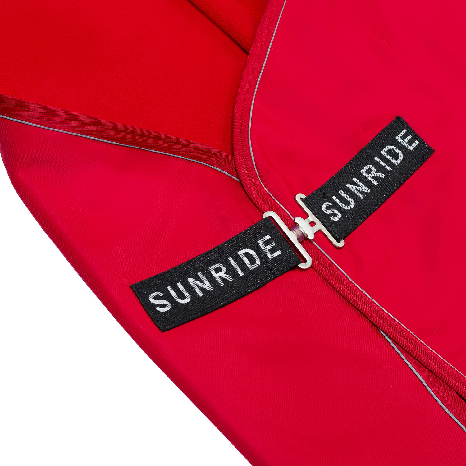 SUNRIDE Manta refrescante para Caballos (Boston) Fabricada en Softshell con Forro Polar - Secado rápido, Reflectante y Repelente a la Suciedad (165 cm, Rojo)