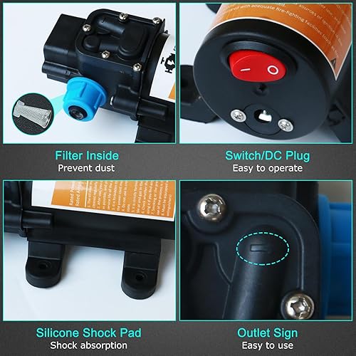 Miniatura 6 de Bomba de transferencia de combustible de 12 V, mueve hasta 85 galones de gas o diésel por hora, con cable de alimentación de 11.5 pies, ideal para