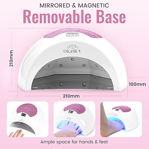 Miniatura 6 de Lámpara de uñas LED UV recargable con diseño de diamante y control táctil, 3 ajustes de temporizador, secado rápido para todos los esmaltes de gel,