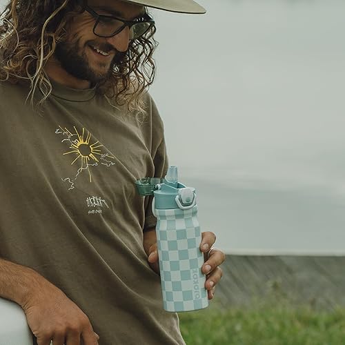 Miniatura 6 de BJPKPK Botella de agua aislada de acero inoxidable de 25 onzas con popote y asa de transporte, botella térmica de metal de doble pared, color salvia