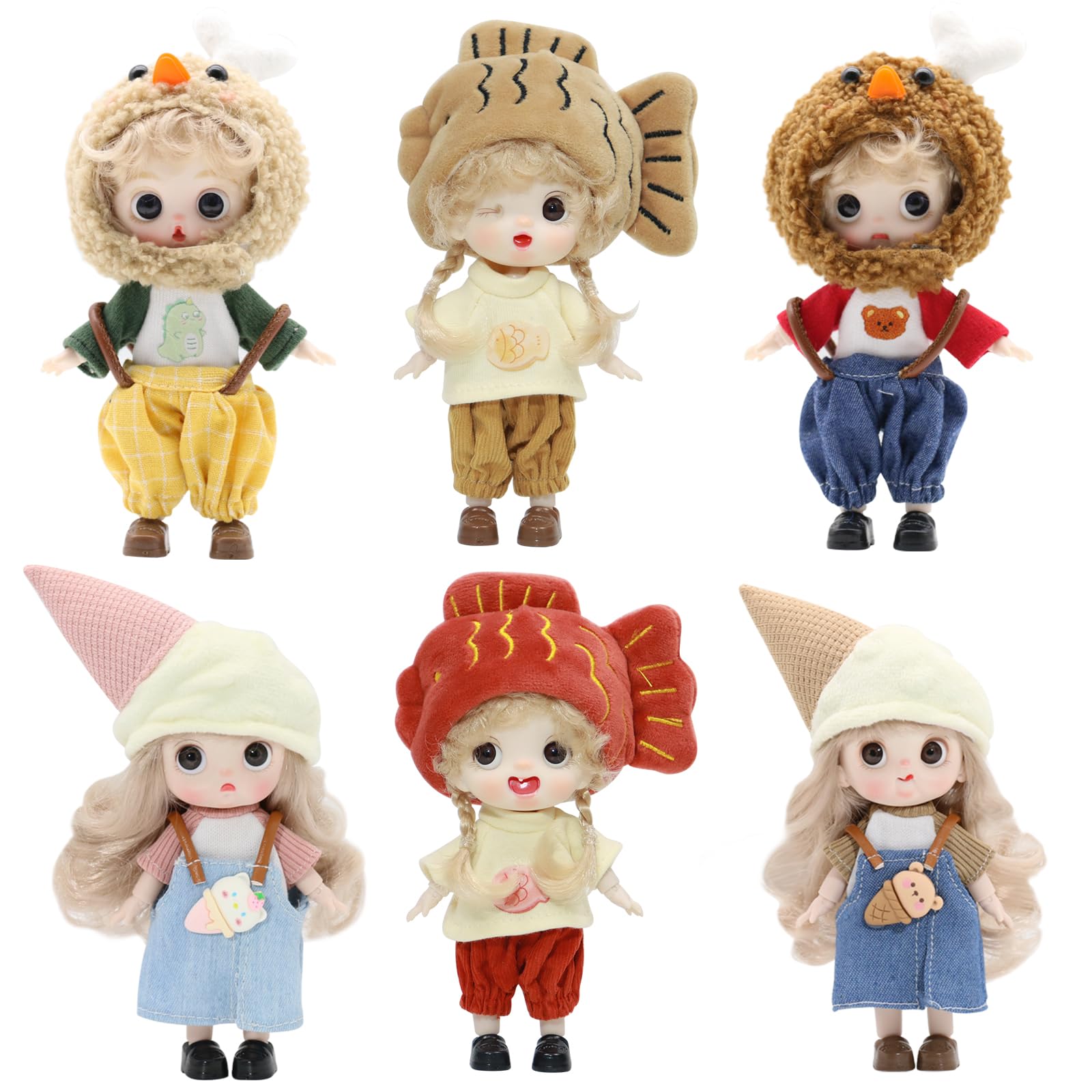 Photo 1 of BJD Blind Box Cute Figures, Collectible Poseable OB11 Doll with 1/12 Scale Removable Clothes?Surprise Gift Single Random Mystery Box-Japanese Foodie Fun Series
