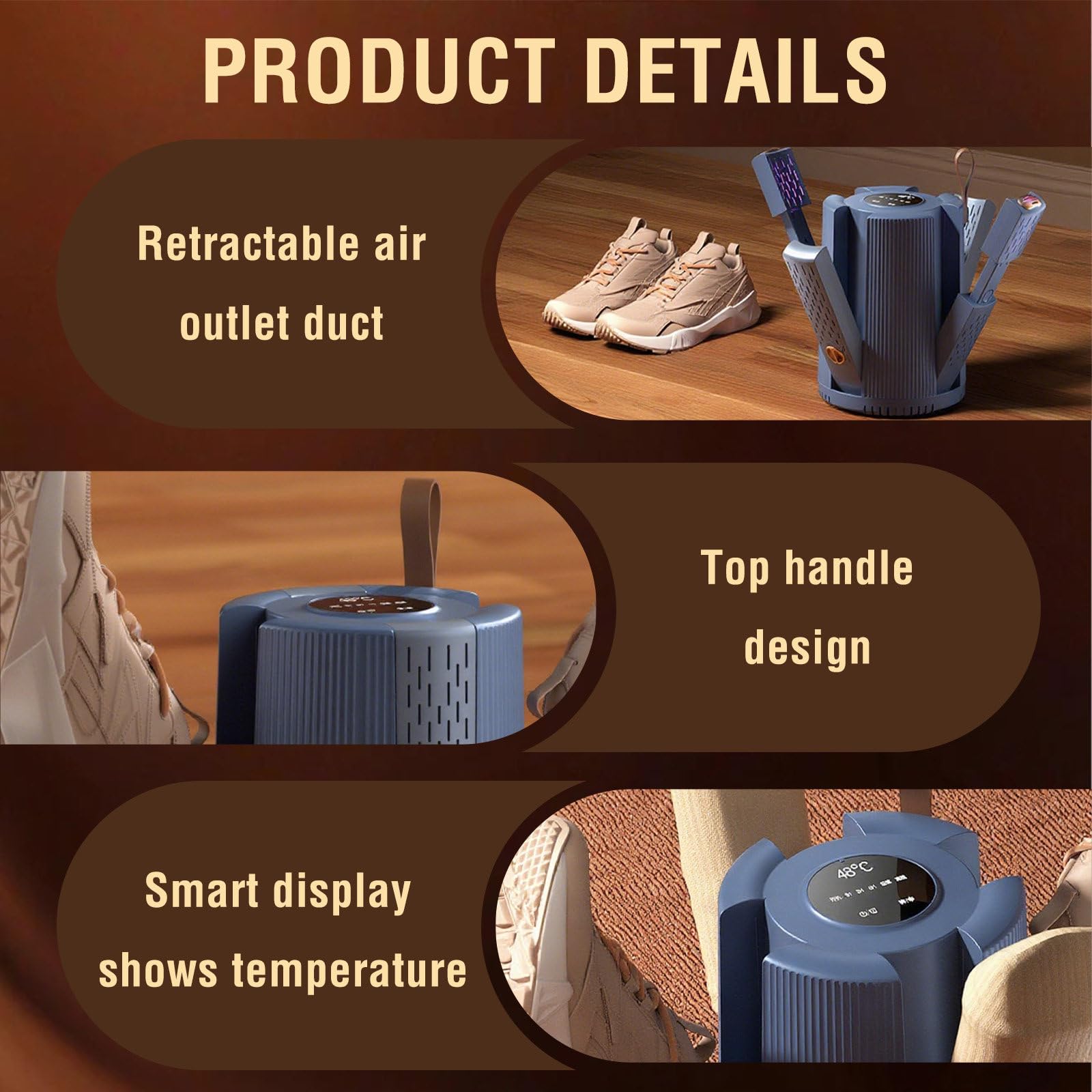 Asciuga Scarpe Elettrico a 4 Bracci, Asciugascarpe Elektrischer Elettrico con Carbone Attivo Incorporato, Asciugatrice Pieghevole con Soffiatore di Calore a 2 Marce, 3 modalità con Timer