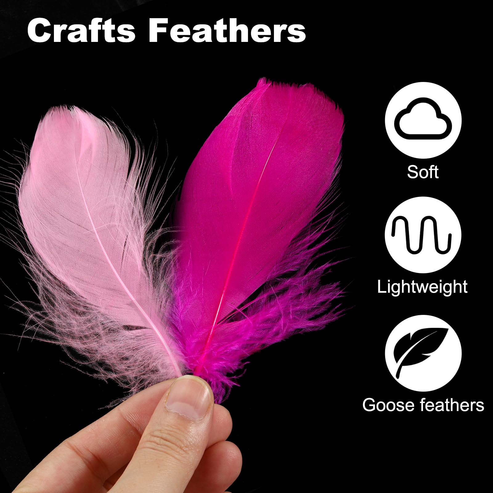 PATIKIL Colorful Feathers 3-5inch, 300pcs Goose Feathers Bulk for Crafts DIY Wedding Home Party Decorations Dream Catcher, Multicolor - Image 3