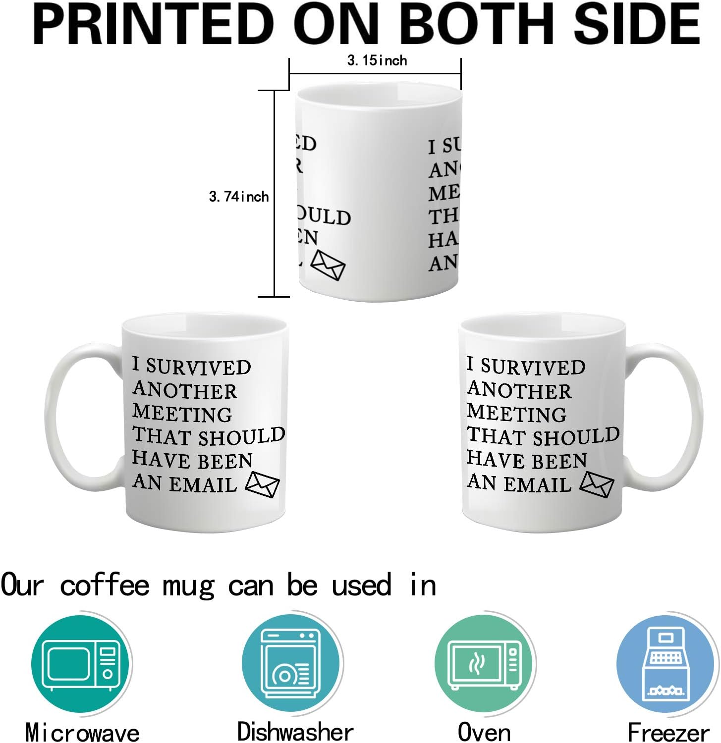 Toshiy Email Mug - Survived Another Meeting That Should Have Been an Email - Funny Office Mug - White Elephant Gift for Boss or Coworkers - 11 Oz - Image 6