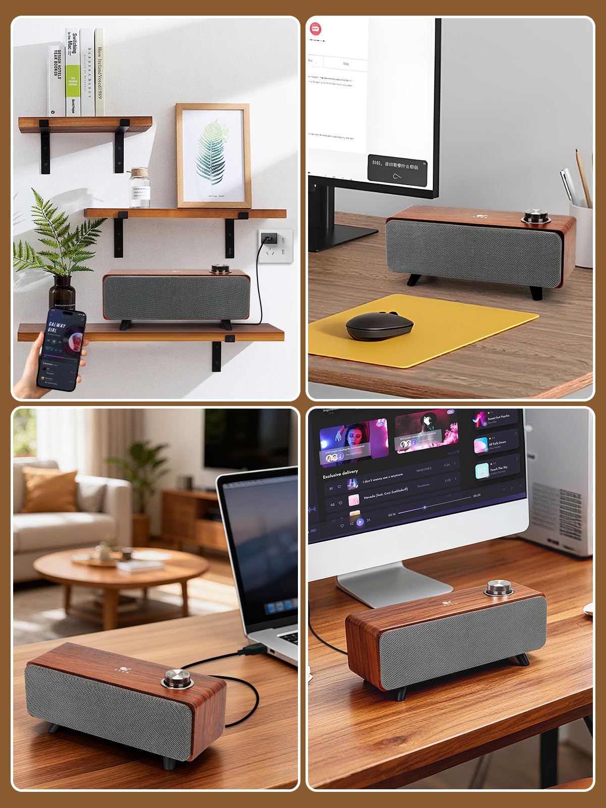 OR O R O W Altoparlanti per computer desktop, altoparlanti desktop da 10 W con Bluetooth, suono stereo e bassi migliorati, soundbar per PC, telefono e laptop (adattatore USB-C incluso)