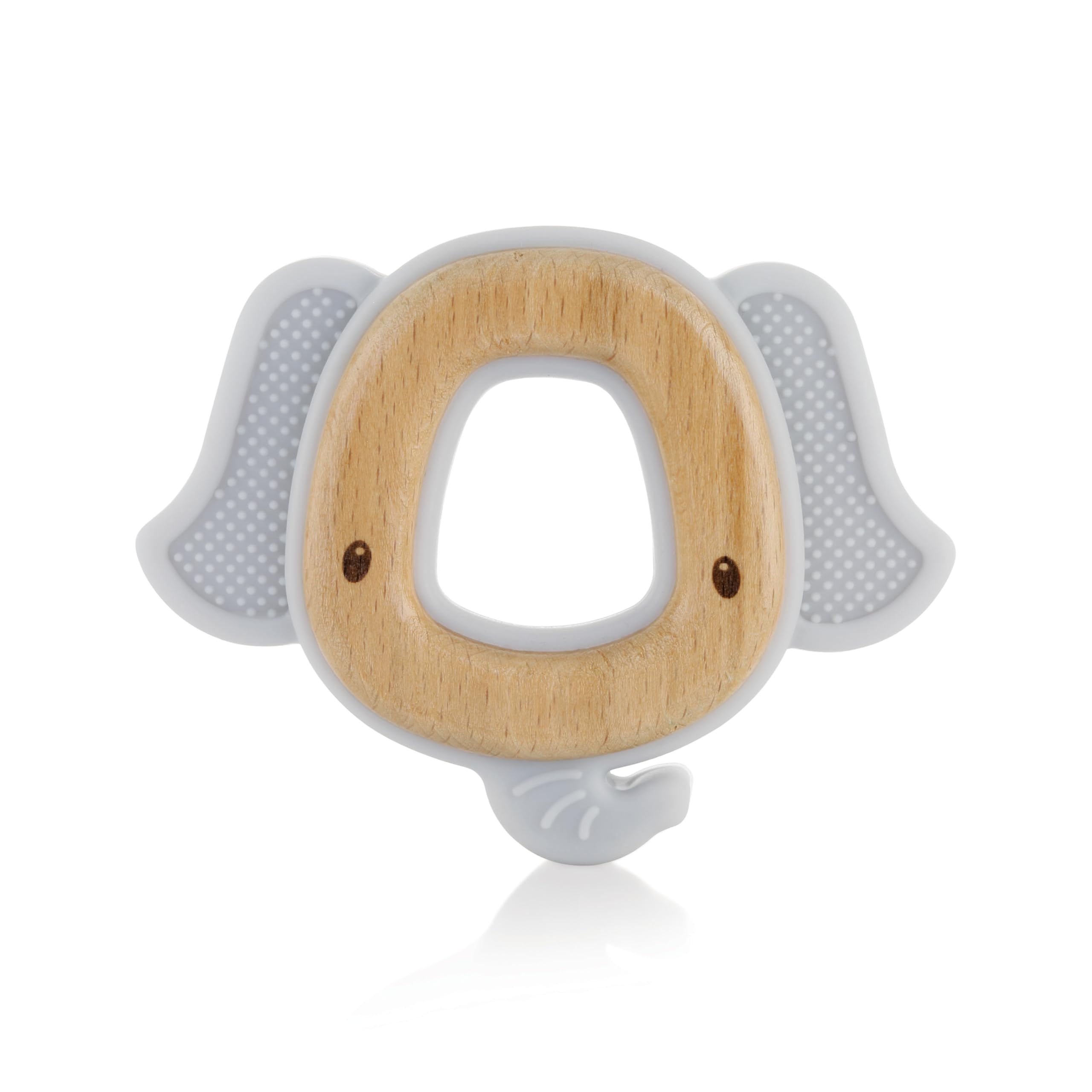 BeeBaby Elephant Shape 2 in 1 Soft Silicone & Beech Wood Teether for 6 to 12 Months, BPA Free Teething Toy for Babies with Textured Surface for Soothing Gums. (Elephant - Grey)-image-25
