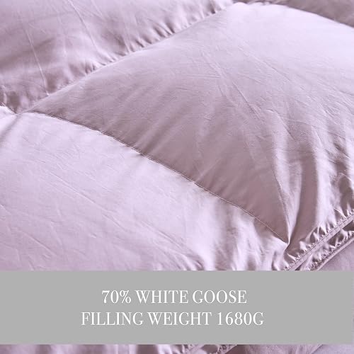 Miniatura 7 de Lujoso edredón de invierno de plumón de ganso tamaño Queen, ultra suave, tejido 100% algodón, relleno de plumón de ganso 70% blanco, edredón