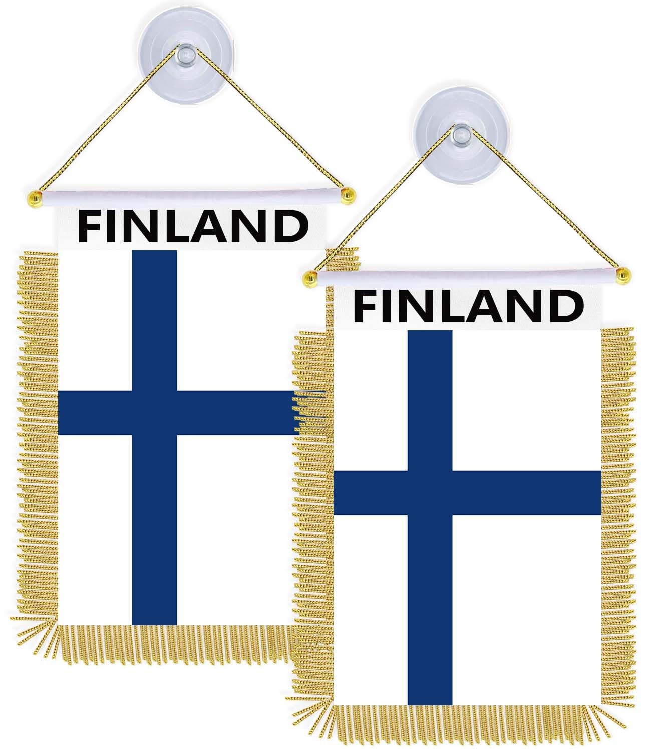 2PCS Finland Suction Cup Hanger Hang Flag,4×6 inch Small Finnish Hanging Banner,Tiny Printing Decor For Office Home Table Car — image 1