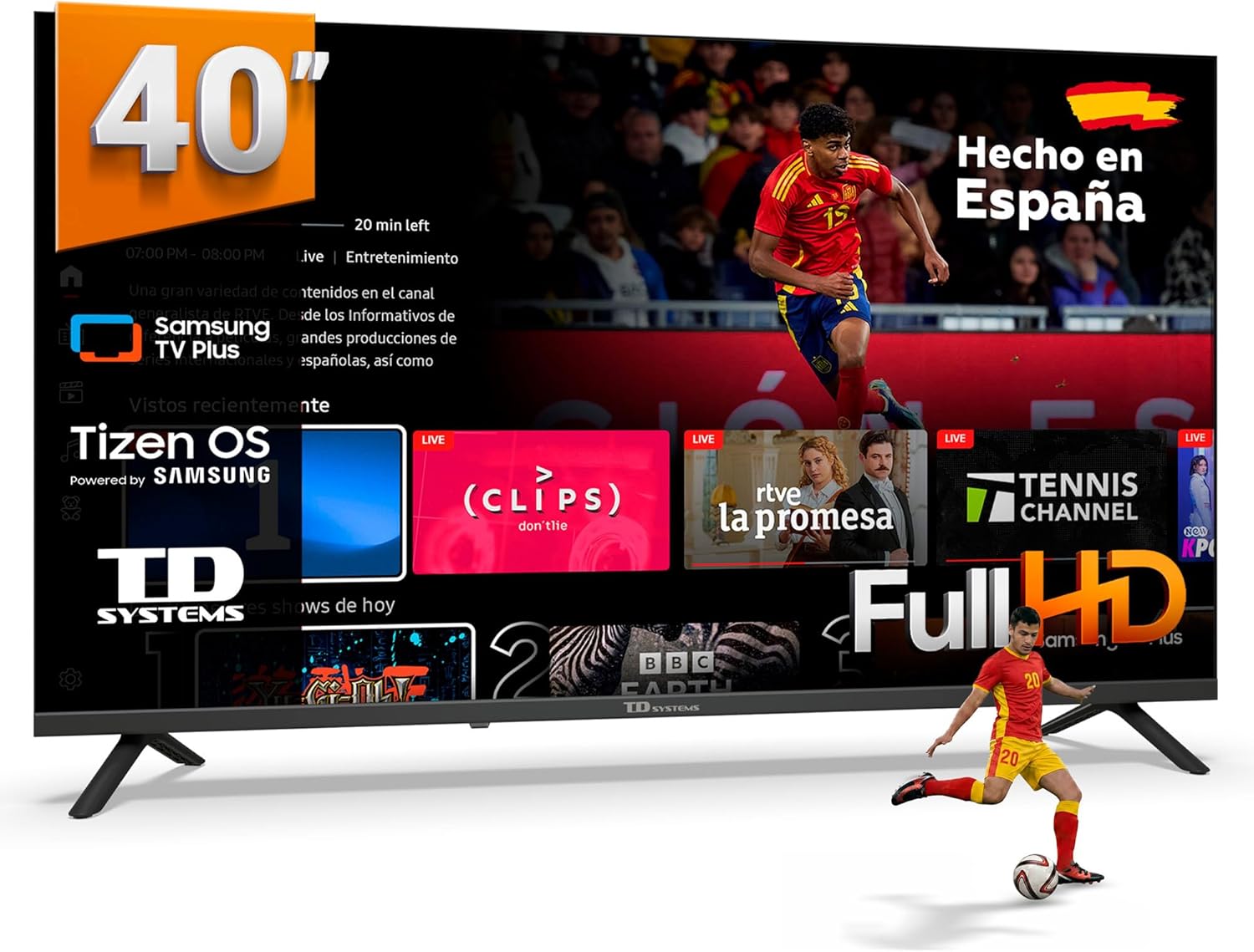TD Systems - Smart TV 40 Pulgadas con Tizen OS 8.0 Powered by Samsung, sintonizador Triple de televisión (DVB-T2/C/S2). Televisores del 2026 - PRIME40C22TIZEN