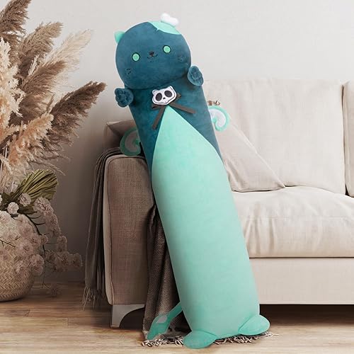 Miniatura 6 de Caaaat Peluche largo de gato con luz luminosa, animales de peluche suaves con luz nocturna, almohada de peluche Kawaii para niños, regalo para niñas