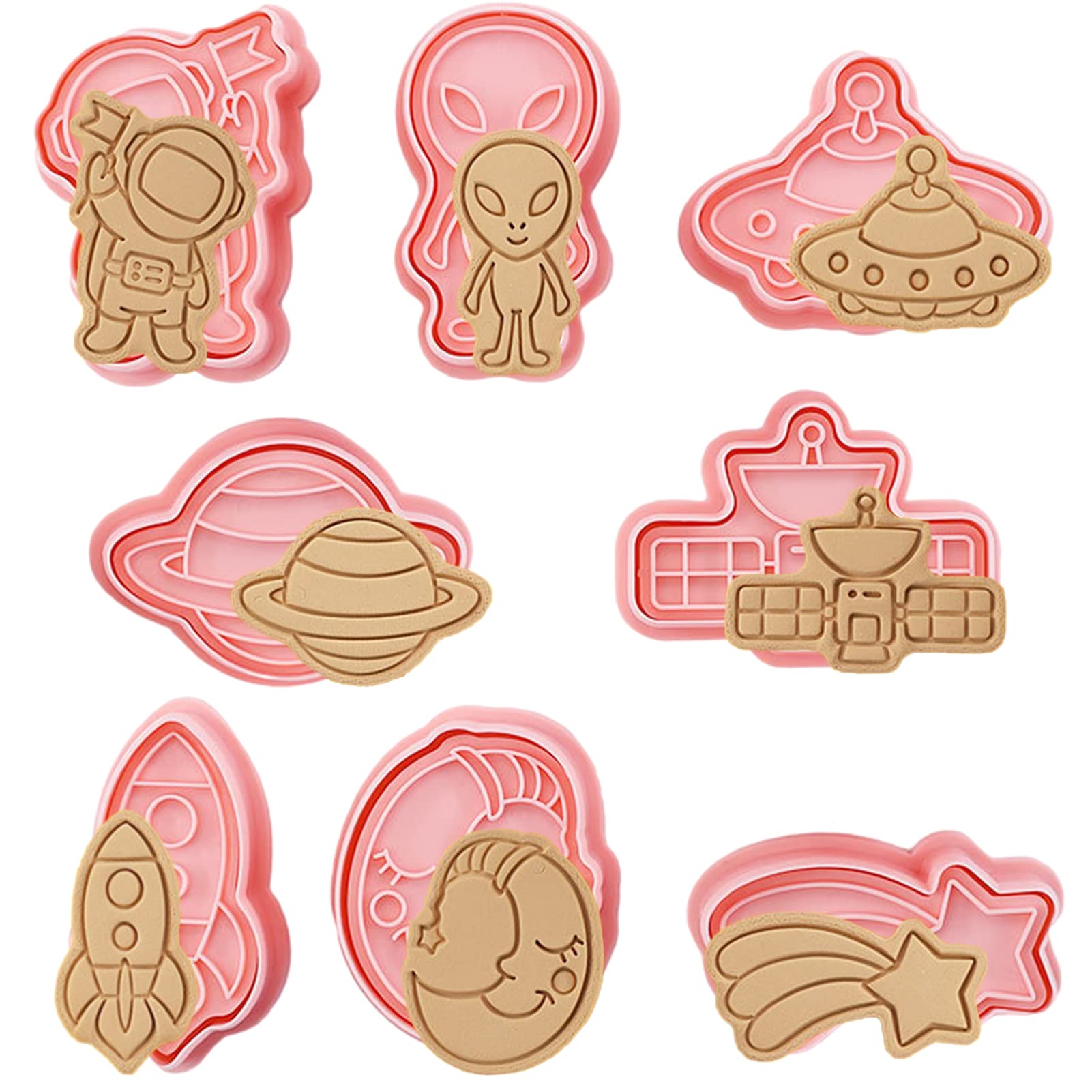 ご確認用☆クッキー型の画像です☆ Amazon | クッキー型 8個セット 3D クッキー 型抜き 宇宙テーマの製菓
