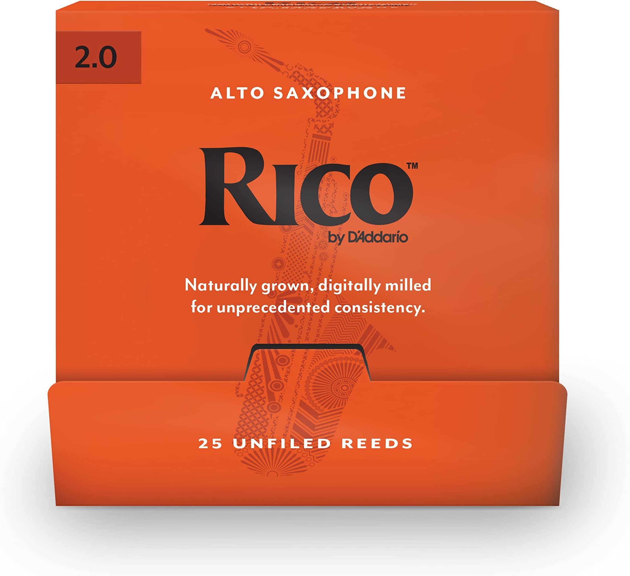D’Addario Woodwinds, Rico Saxophone Reeds, Alto Sax, RJA0120-B25, Strength 2.0, Individually Sealed (Pack of 125)