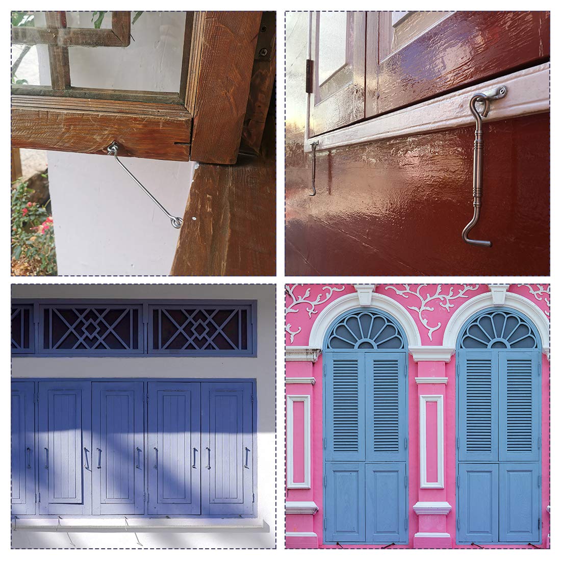 Crazy Deals uxcell 3 Cabin Eye Latch Gate Door Swivel Hook, for Wood Window Door with Mounting Screws 4pcs