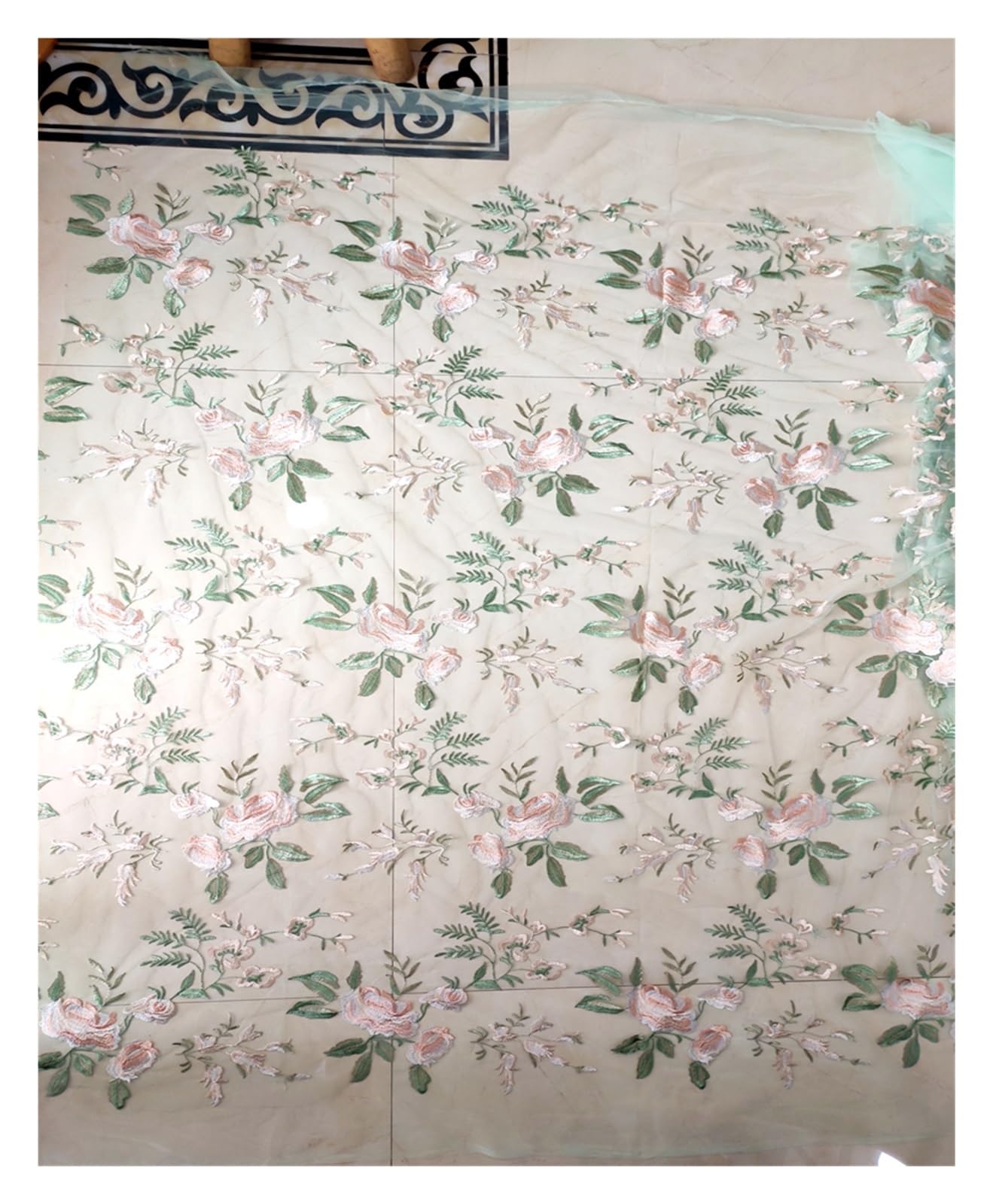 Bawełniana haftowana koronkowa tkanina