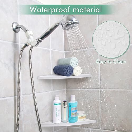 Miniatura 5 de Greensen Estante de esquina flotante de 3 niveles, estantes montados en la pared, forma radial para decoración del hogar, dormitorio, sala de estar,