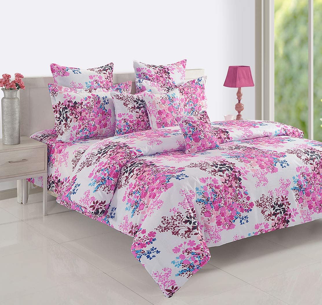 Swayam AC Double Comforter (250 X 225 Cm) | 100% Cotton | 150 GSM | Geometric, Black | Comes with Protective Health Layer (Pink Floral)-image-26