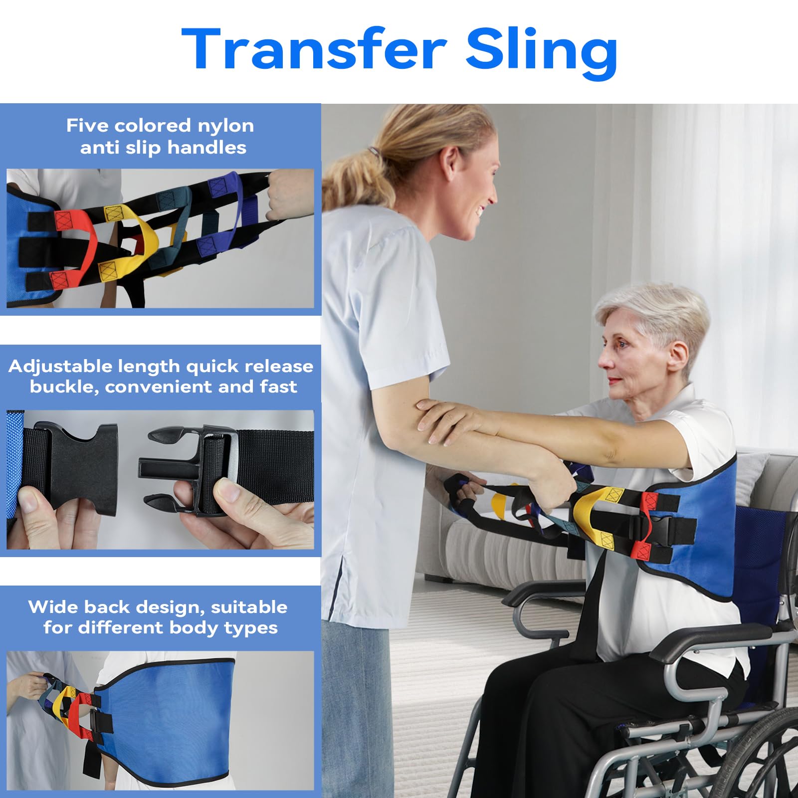 Imbracatura di trasferimento multi-maniglia per anziani, trasferimento infermieristico per sollevamento disabili, schede di trasferimento più sicure, cinture di trasferimento avanzate per