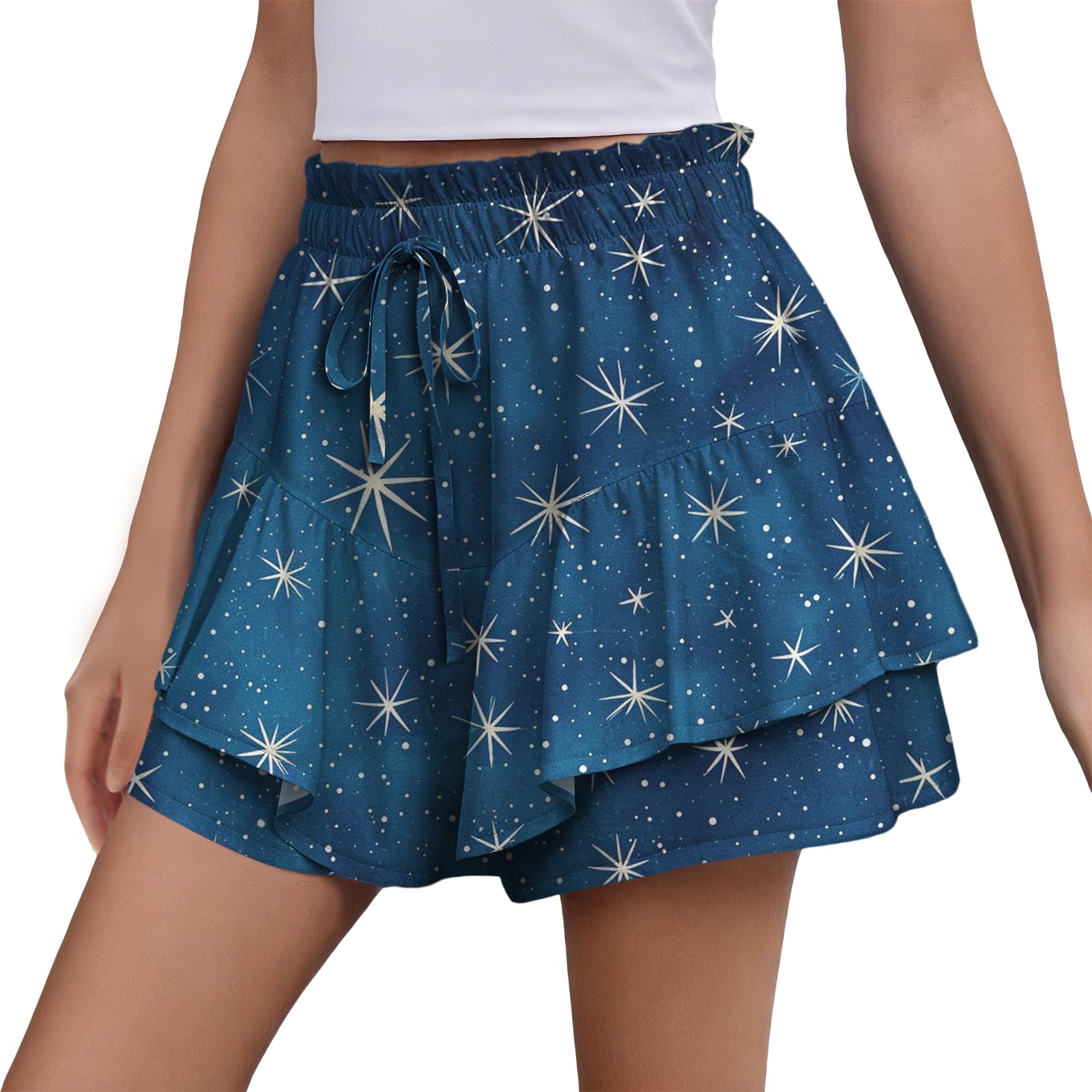 MARSVOVO Summer Lounge Shorts for Women 2025 Trendy Flowy Ruffle Tiered Pleated Skorts High Waist Tennis Golf Skirts