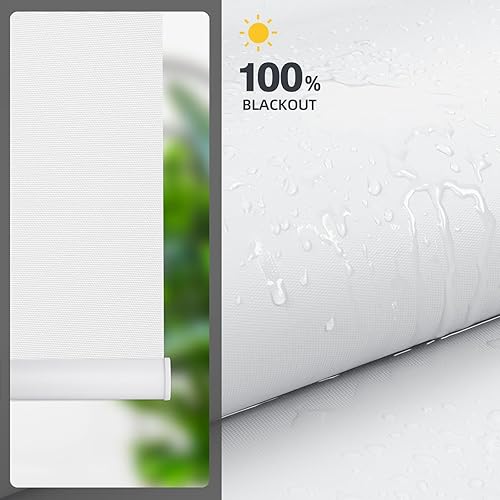 Miniatura 4 de ZSTARR Persiana inteligente motorizada para ventana con control remoto, persiana enrollable opaca automática tamaño personalizable, con cenefa de