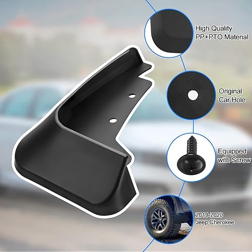 Miniatura 4 de BDFHYK Protectores contra salpicaduras de barro, 4 protectores de lodo laterales delanteros y traseros compatibles con Jeep Cherokee 2019-2020 5