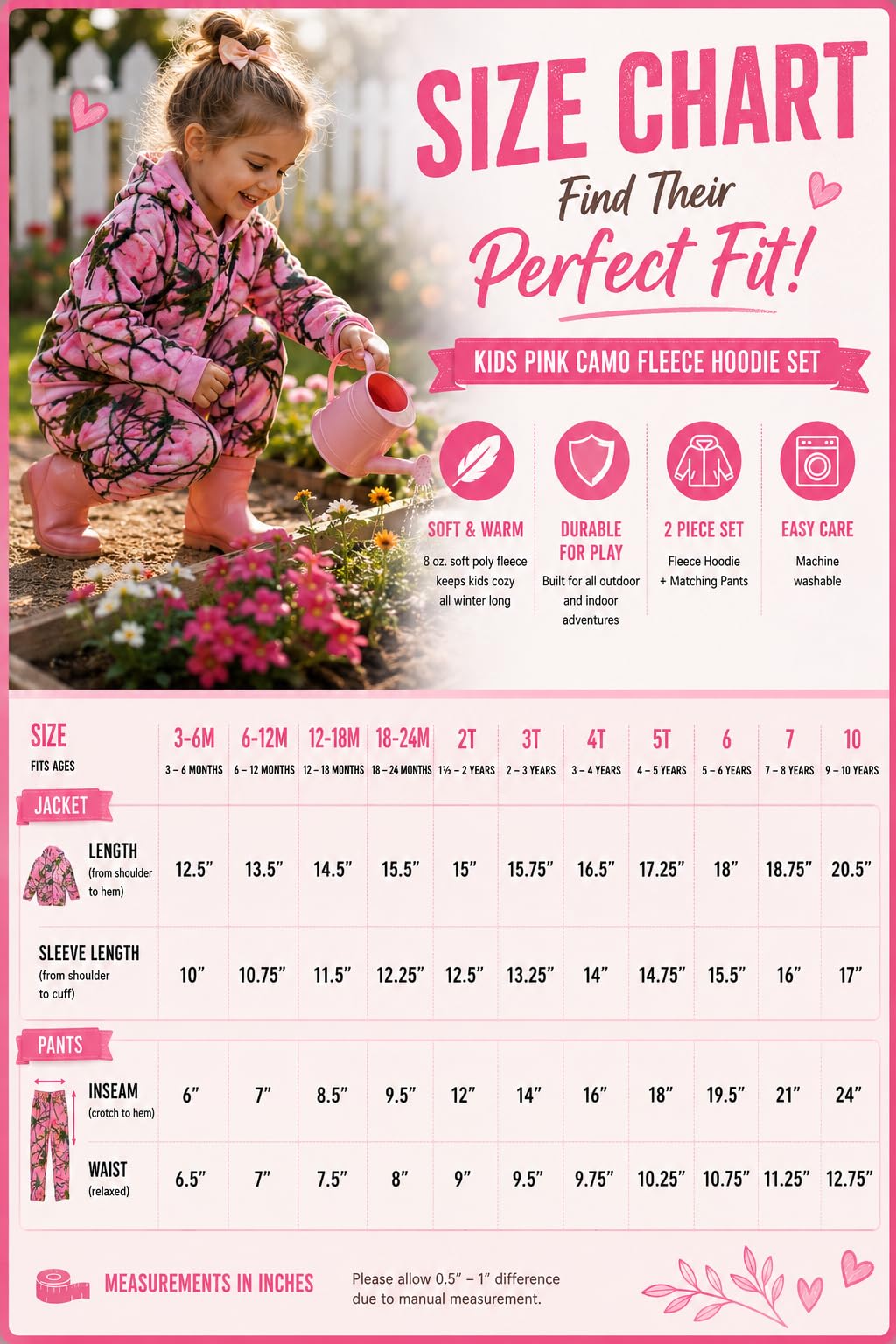 TrailCrest Kleinkind Blaze/Camo Fleece Hoodie & Hose 2-teiliges Outfit