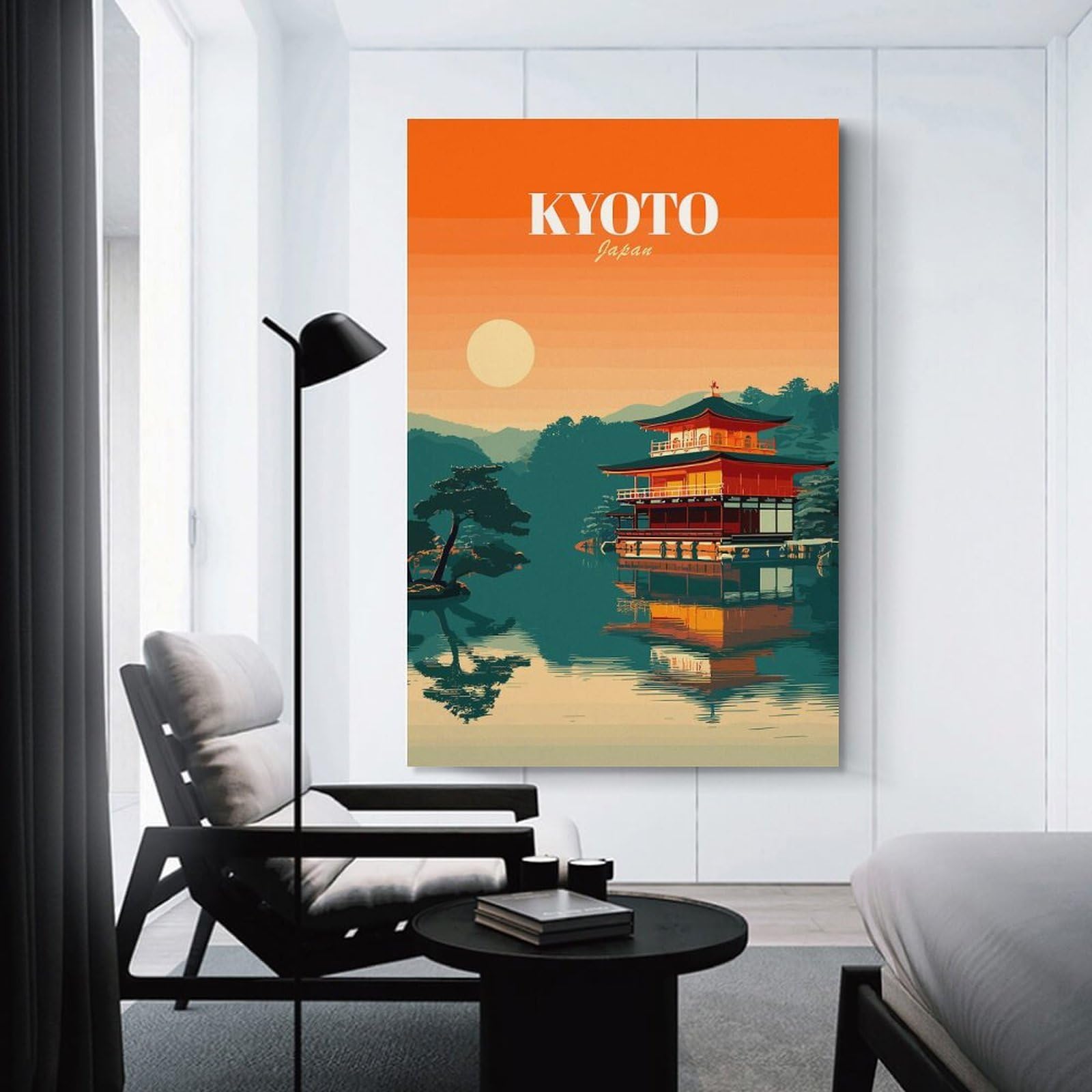Junmoney Canvas Wall Decor Kyoto Japan Temple Landscape Art, 24x36inch(60x90cm), for Bedroom Decor, Cosy Corners Or Studios, Decorative Wall Art for Cosy Rooms
