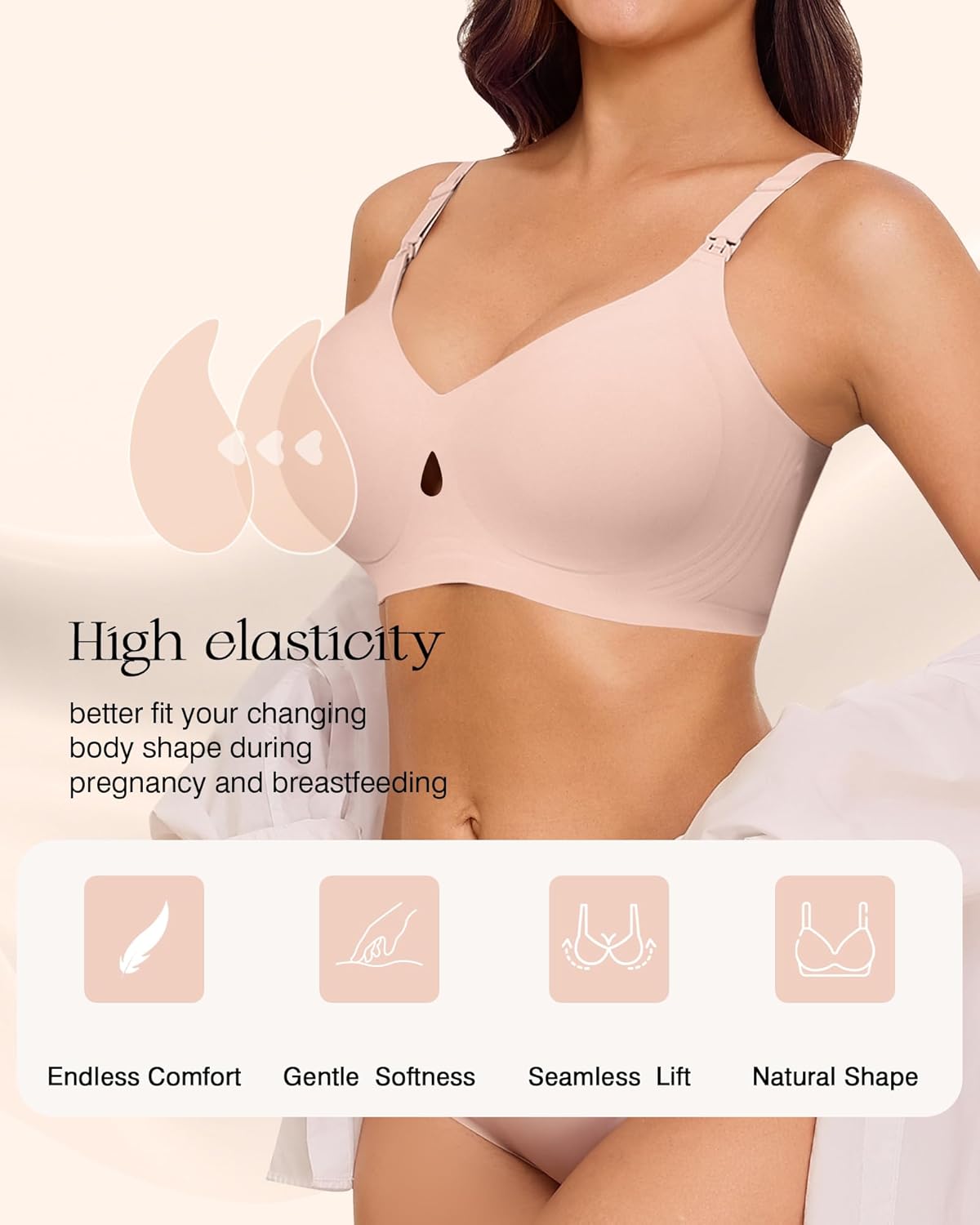 Seamless Nursing Bras for Breastfeeding Maternity Bra for Pregnancy Wireless Comfort Sleep Bralette with Extender - Image 2