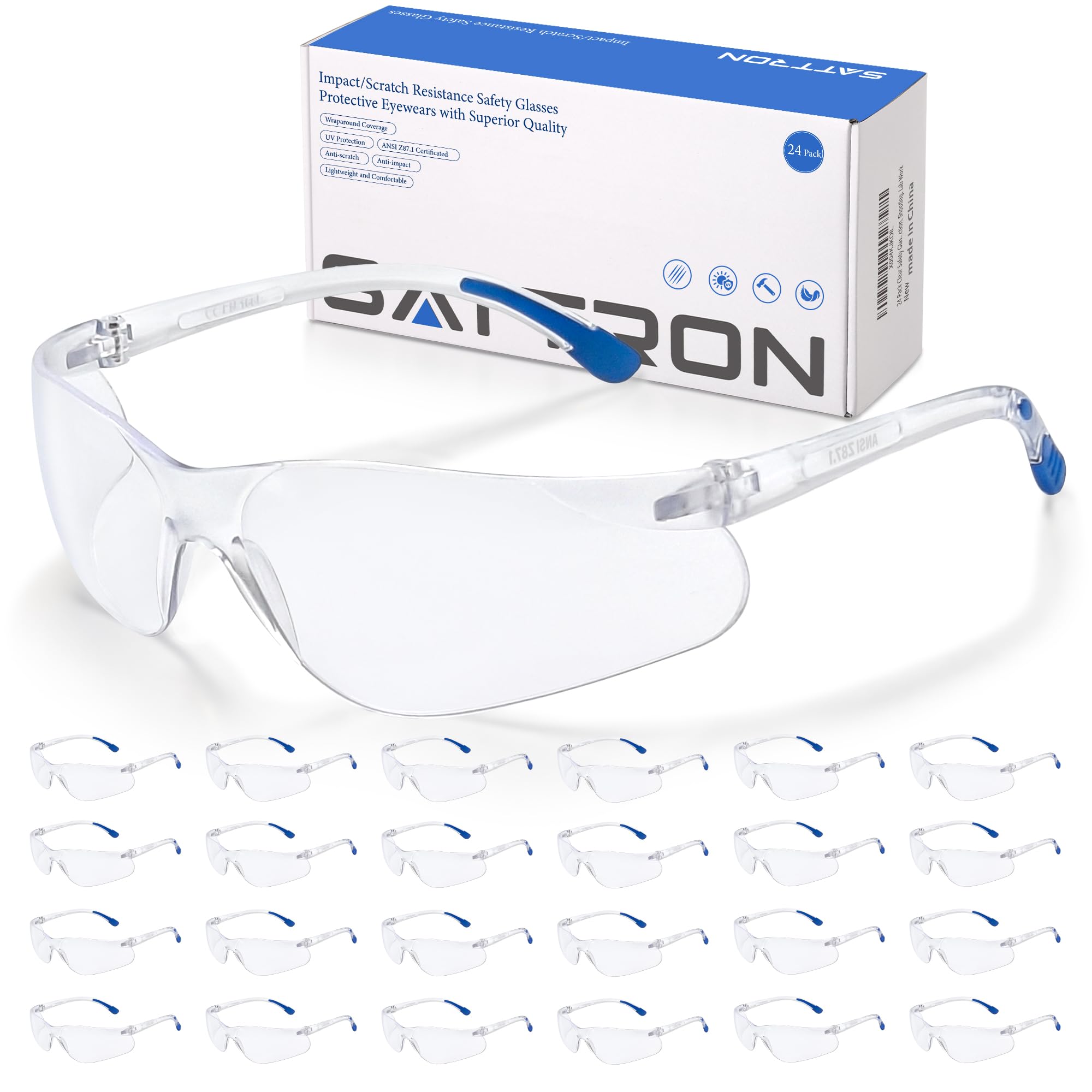 Safety Glasses Bulk Pack - 24 Clear Protective Eyewear -8 Safety Glasses Bulk Pack - 24 Clear Protective Eyewear -8